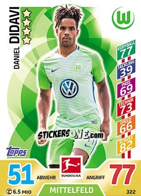 Sticker Daniel Didavi - German Fussball Bundesliga 2017-2018. Match Attax - Topps