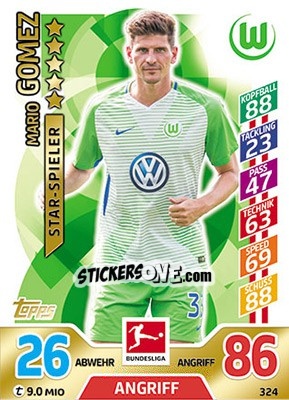 Sticker Mario Gómez - German Fussball Bundesliga 2017-2018. Match Attax - Topps