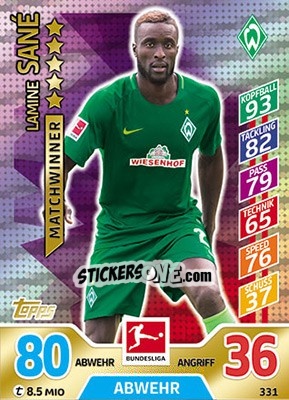 Sticker Lamine Sané - German Fussball Bundesliga 2017-2018. Match Attax - Topps