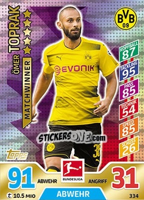 Figurina Ömer Toprak - German Fussball Bundesliga 2017-2018. Match Attax - Topps