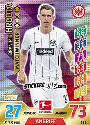 Sticker Branimir Hrgota - German Fussball Bundesliga 2017-2018. Match Attax - Topps