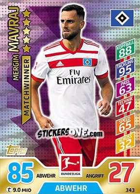 Sticker Mergim Mavraj - German Fussball Bundesliga 2017-2018. Match Attax - Topps