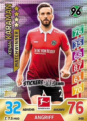 Sticker Kenan Karaman - German Fussball Bundesliga 2017-2018. Match Attax - Topps