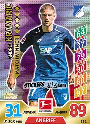 Figurina Andrej Kramaric - German Fussball Bundesliga 2017-2018. Match Attax - Topps