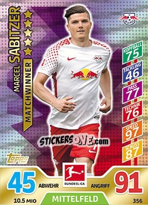 Sticker Marcel Sabitzer - German Fussball Bundesliga 2017-2018. Match Attax - Topps