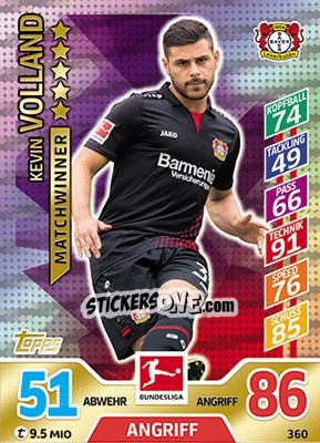 Figurina Kevin Volland - German Fussball Bundesliga 2017-2018. Match Attax - Topps