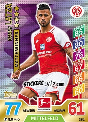 Sticker Danny Latza - German Fussball Bundesliga 2017-2018. Match Attax - Topps