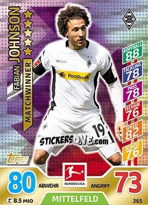 Figurina Fabian Johnson - German Fussball Bundesliga 2017-2018. Match Attax - Topps