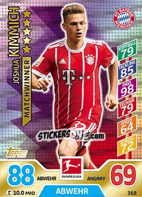 Figurina Joshua Kimmich - German Fussball Bundesliga 2017-2018. Match Attax - Topps