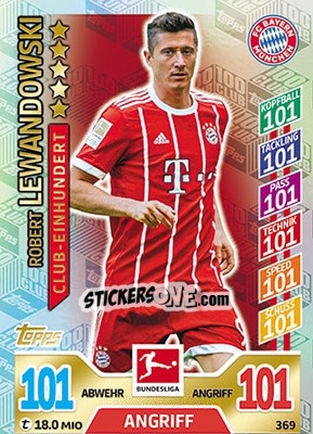 Sticker Robert Lewandowski - German Fussball Bundesliga 2017-2018. Match Attax - Topps