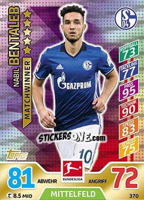 Figurina Nabil Bentaleb - German Fussball Bundesliga 2017-2018. Match Attax - Topps