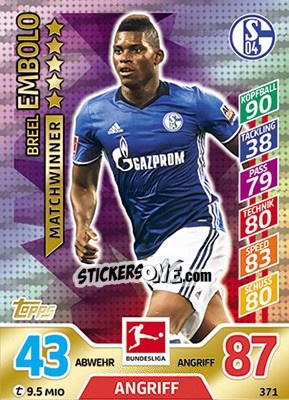 Sticker Breel Embolo - German Fussball Bundesliga 2017-2018. Match Attax - Topps