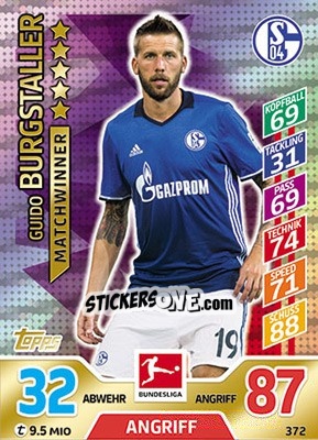 Sticker Guido Burgstaller - German Fussball Bundesliga 2017-2018. Match Attax - Topps