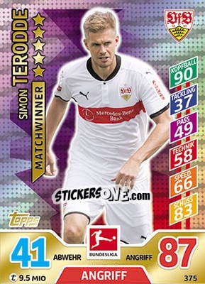 Sticker Simon Terodde - German Fussball Bundesliga 2017-2018. Match Attax - Topps