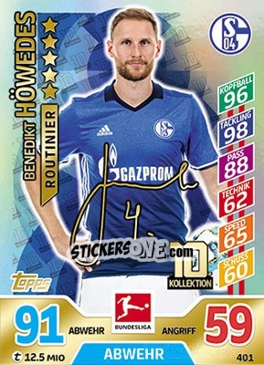 Cromo Benedikt Höwedes - German Fussball Bundesliga 2017-2018. Match Attax - Topps