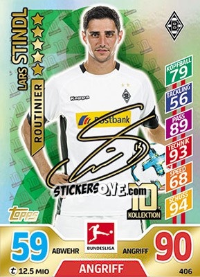 Sticker Lars Stindl - German Fussball Bundesliga 2017-2018. Match Attax - Topps