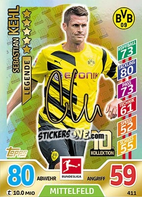 Sticker Sebastian Kehl - German Fussball Bundesliga 2017-2018. Match Attax - Topps