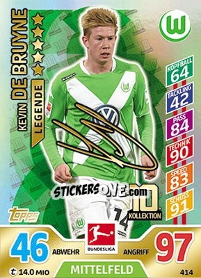 Figurina Kevin De Bruyne - German Fussball Bundesliga 2017-2018. Match Attax - Topps