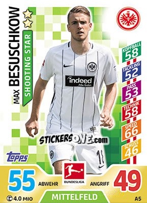 Sticker Max Besuschkow - German Fussball Bundesliga 2017-2018. Match Attax - Topps