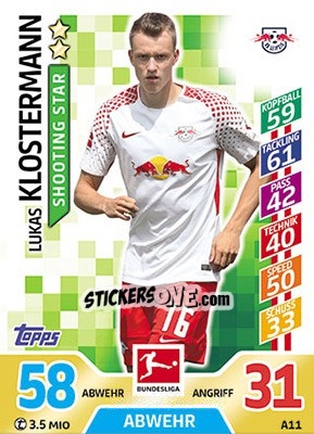 Figurina Lukas Klostermann - German Fussball Bundesliga 2017-2018. Match Attax - Topps