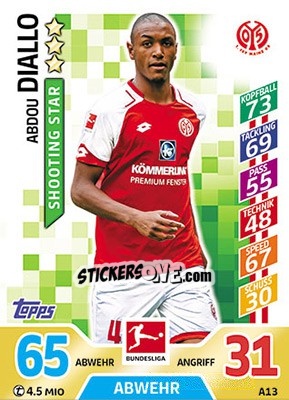 Sticker Abdou Diallo - German Fussball Bundesliga 2017-2018. Match Attax - Topps