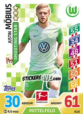 Sticker Justin Möbius - German Fussball Bundesliga 2017-2018. Match Attax - Topps