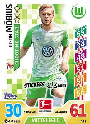 Figurina Justin Möbius - German Fussball Bundesliga 2017-2018. Match Attax - Topps