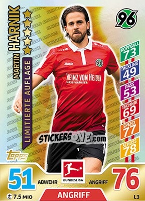 Sticker Martin Harnik - German Fussball Bundesliga 2017-2018. Match Attax - Topps