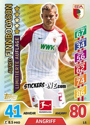 Figurina Alfred Finnbogason - German Fussball Bundesliga 2017-2018. Match Attax - Topps