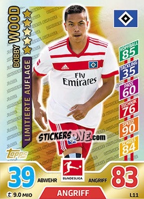 Figurina Bobby Wood - German Fussball Bundesliga 2017-2018. Match Attax - Topps