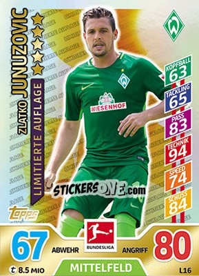 Sticker Zlatko Junuzovic - German Fussball Bundesliga 2017-2018. Match Attax - Topps