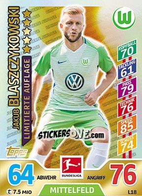 Figurina Jakub Blaszczykowski - German Fussball Bundesliga 2017-2018. Match Attax - Topps