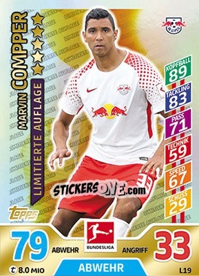 Figurina Marvin Compper - German Fussball Bundesliga 2017-2018. Match Attax - Topps