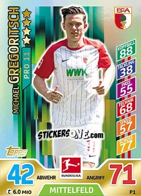 Sticker Michael Gregoritsch - German Fussball Bundesliga 2017-2018. Match Attax - Topps