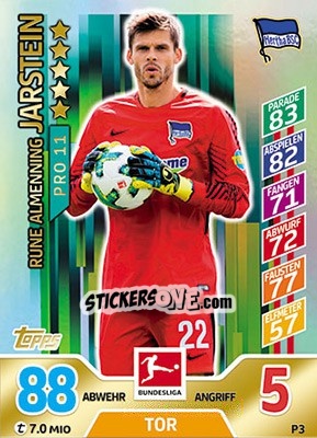 Cromo Rune Almenning Jarstein - German Fussball Bundesliga 2017-2018. Match Attax - Topps