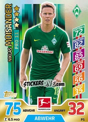 Figurina Niklas Moisander - German Fussball Bundesliga 2017-2018. Match Attax - Topps