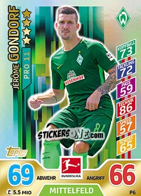 Figurina Jérôme Gondorf - German Fussball Bundesliga 2017-2018. Match Attax - Topps