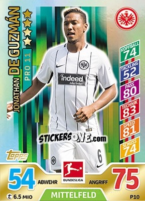 Sticker Jonathan De Guzmán - German Fussball Bundesliga 2017-2018. Match Attax - Topps