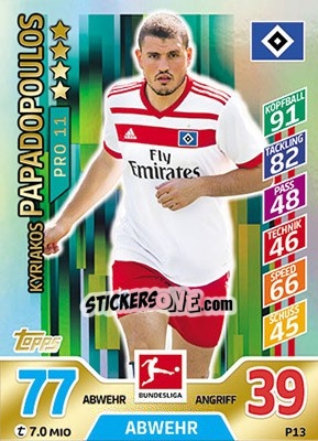 Cromo Kyriakos Papadopoulos - German Fussball Bundesliga 2017-2018. Match Attax - Topps