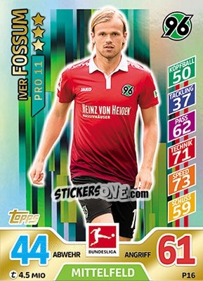 Sticker Iver Fossum - German Fussball Bundesliga 2017-2018. Match Attax - Topps