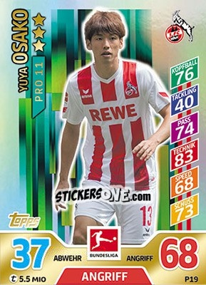 Sticker Yuya Osako - German Fussball Bundesliga 2017-2018. Match Attax n. P19 - Topps