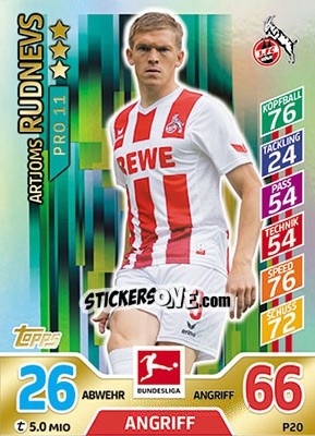 Sticker Artjoms Rudnevs - German Fussball Bundesliga 2017-2018. Match Attax - Topps