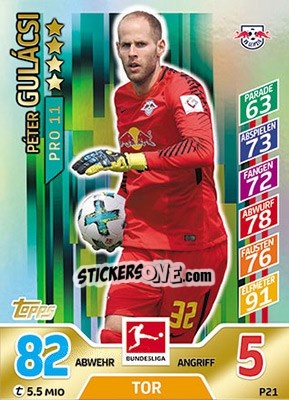 Figurina Péter Gulácsi - German Fussball Bundesliga 2017-2018. Match Attax - Topps