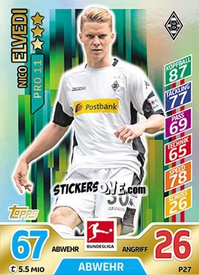 Sticker Nico Elvedi - German Fussball Bundesliga 2017-2018. Match Attax - Topps