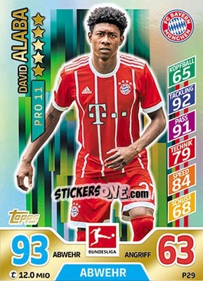 Sticker David Alaba - German Fussball Bundesliga 2017-2018. Match Attax - Topps