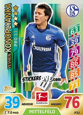 Figurina Yevhen Konoplyanka - German Fussball Bundesliga 2017-2018. Match Attax - Topps