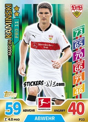 Sticker Marcin Kaminski - German Fussball Bundesliga 2017-2018. Match Attax - Topps