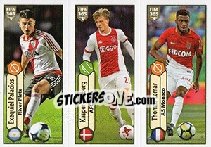 Sticker Exequiel Palacios / Kasper Dolberg / Thomas Lemar - FIFA 365: 2017-2018 n. 129 - Panini