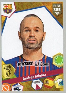 Sticker Andrés Iniesta - FIFA 365: 2017-2018 n. 185 - Panini