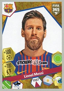 Sticker Lionel Messi - FIFA 365: 2017-2018 n. 190 - Panini